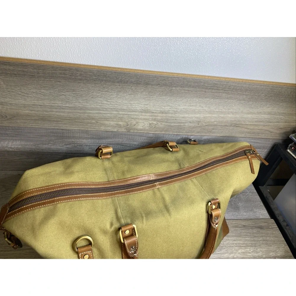 FH Wadsworth NYC Duffle Bag Canvas & Leather Adjustable Straps NWT Embroidered